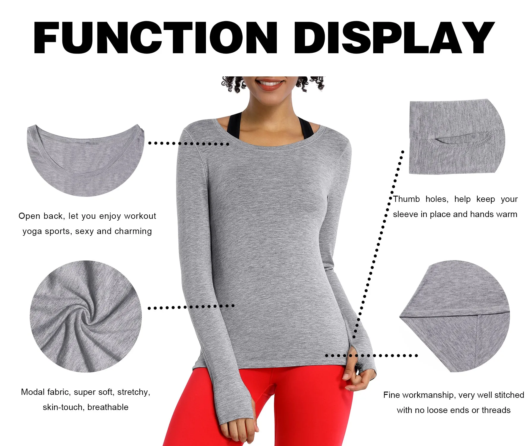 Athlete Long Sleeve Tops heathergray