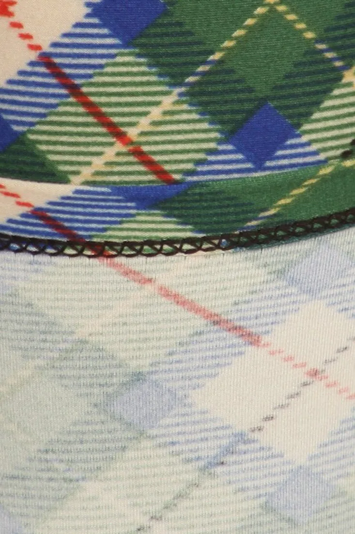 Blue Green Plaid Design Leggings