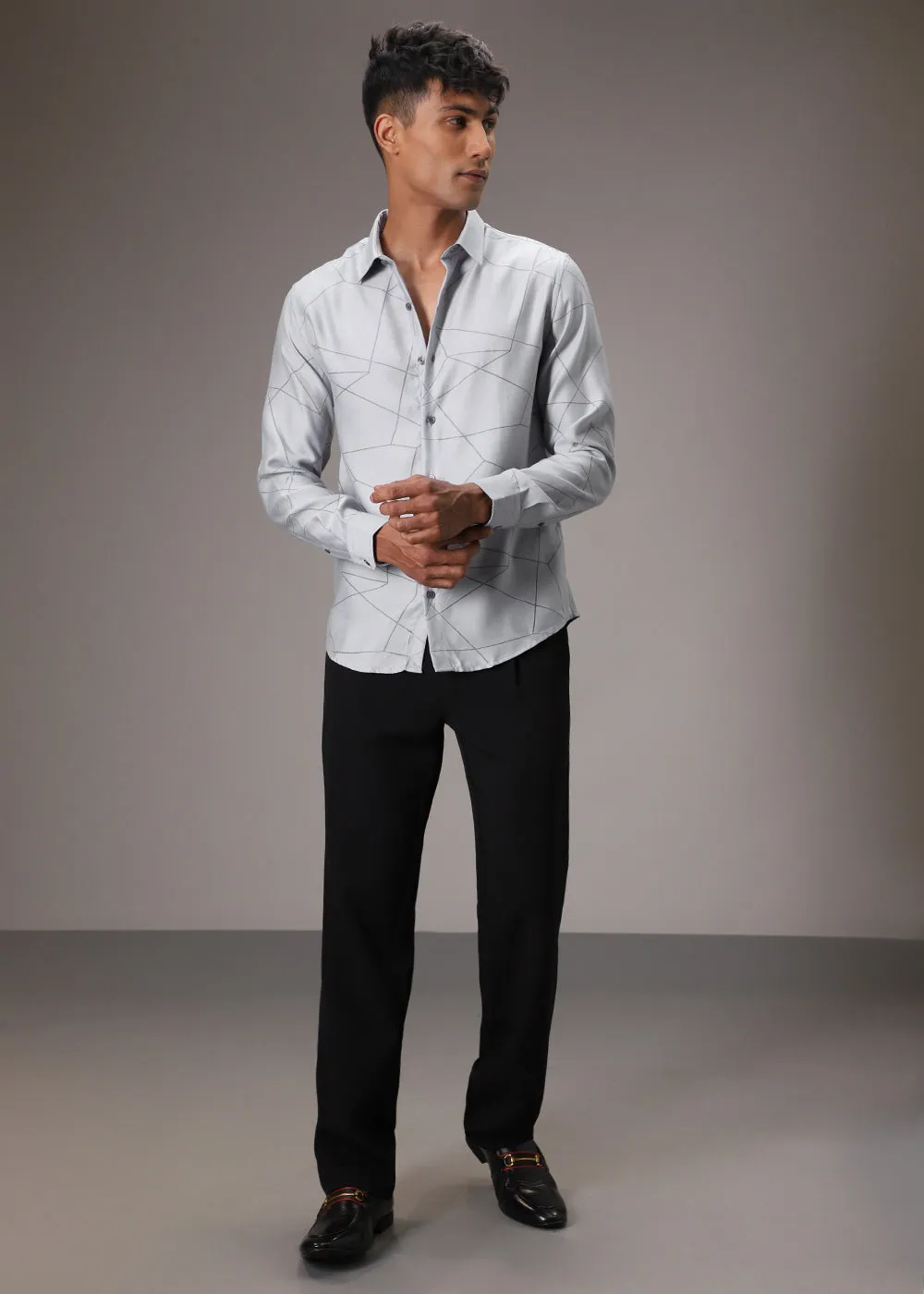 Bluish Grey Lazer Cut Shirt