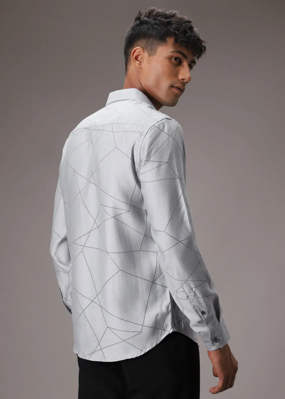 Bluish Grey Lazer Cut Shirt