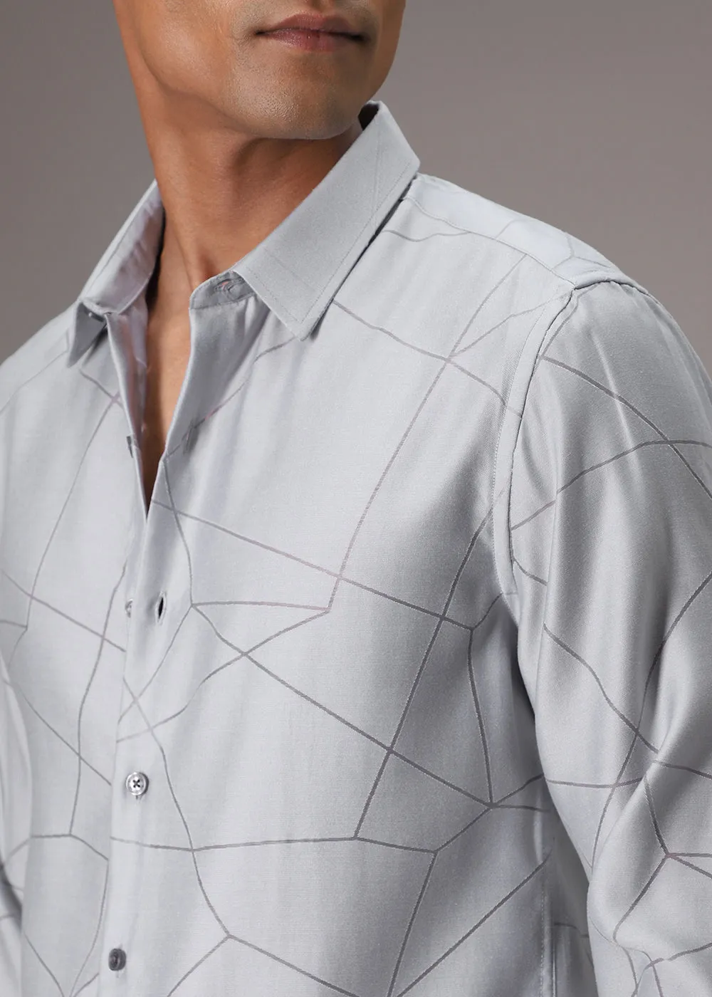 Bluish Grey Lazer Cut Shirt