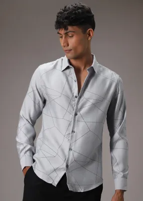Bluish Grey Lazer Cut Shirt
