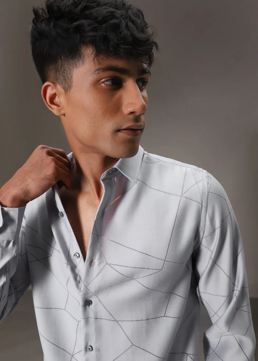 Bluish Grey Lazer Cut Shirt