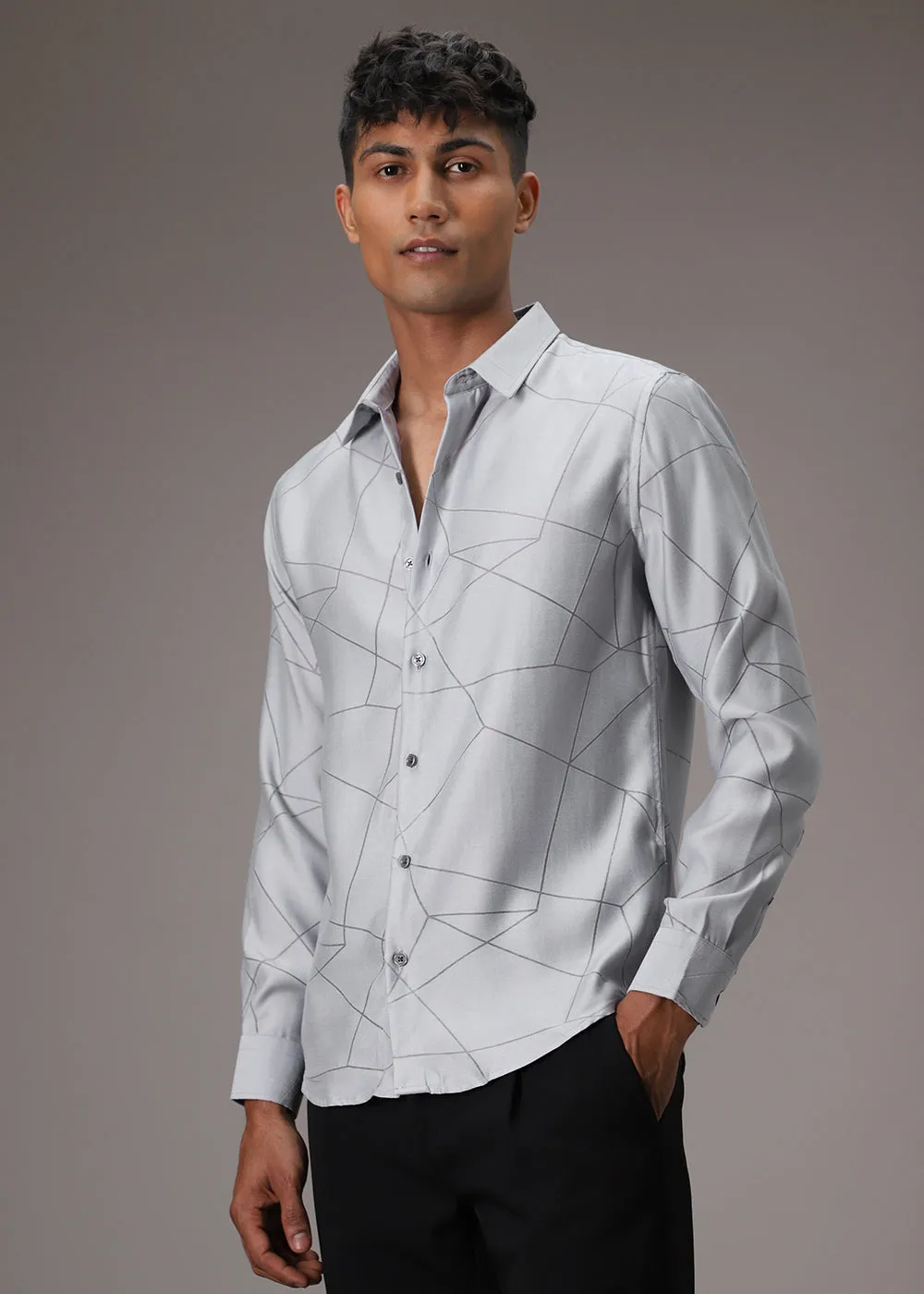 Bluish Grey Lazer Cut Shirt
