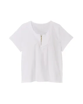 Carlisle Zip Front Cotton Top | White