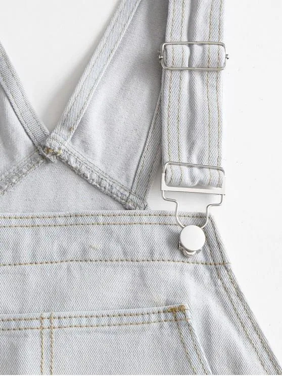 Casual Denim Pockets Overalls Dress for Women