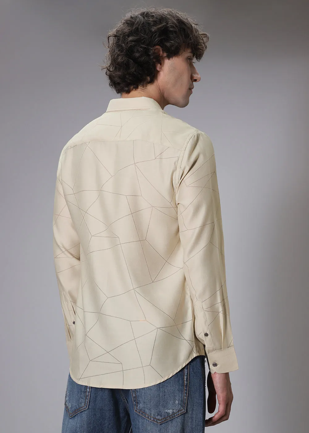 Cream Lazer Cut Shirt
