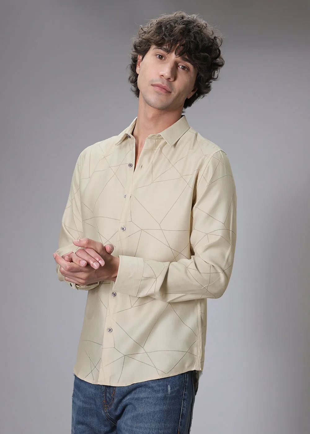 Cream Lazer Cut Shirt