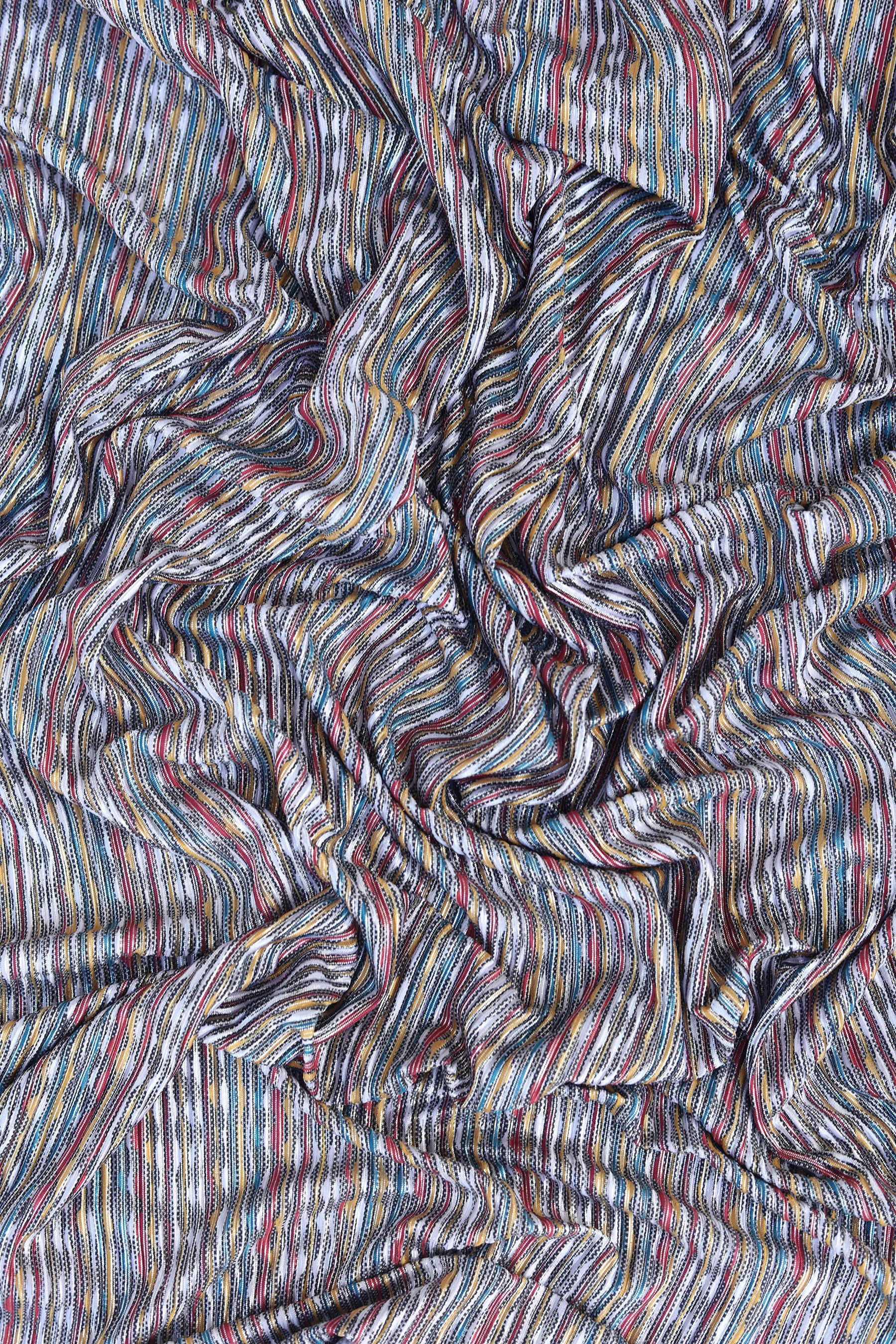 Crush Soft Lycra With Multicolor Print