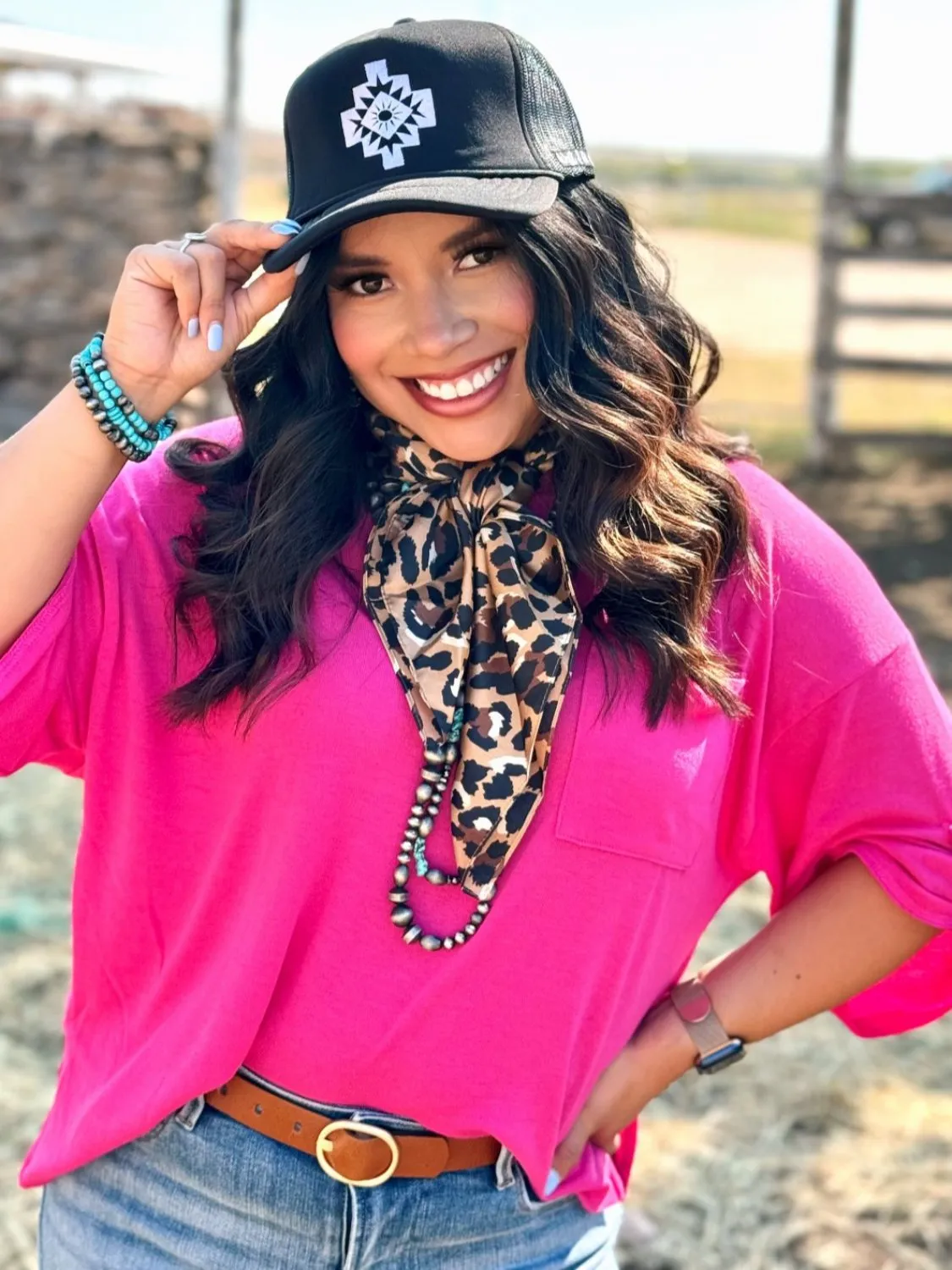 Francis Pink 3/4 Sleeve Top