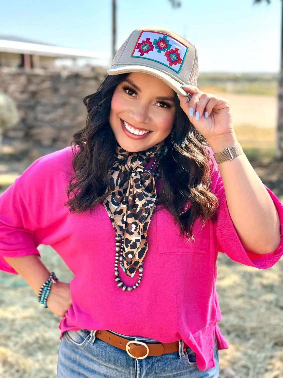 Francis Pink 3/4 Sleeve Top