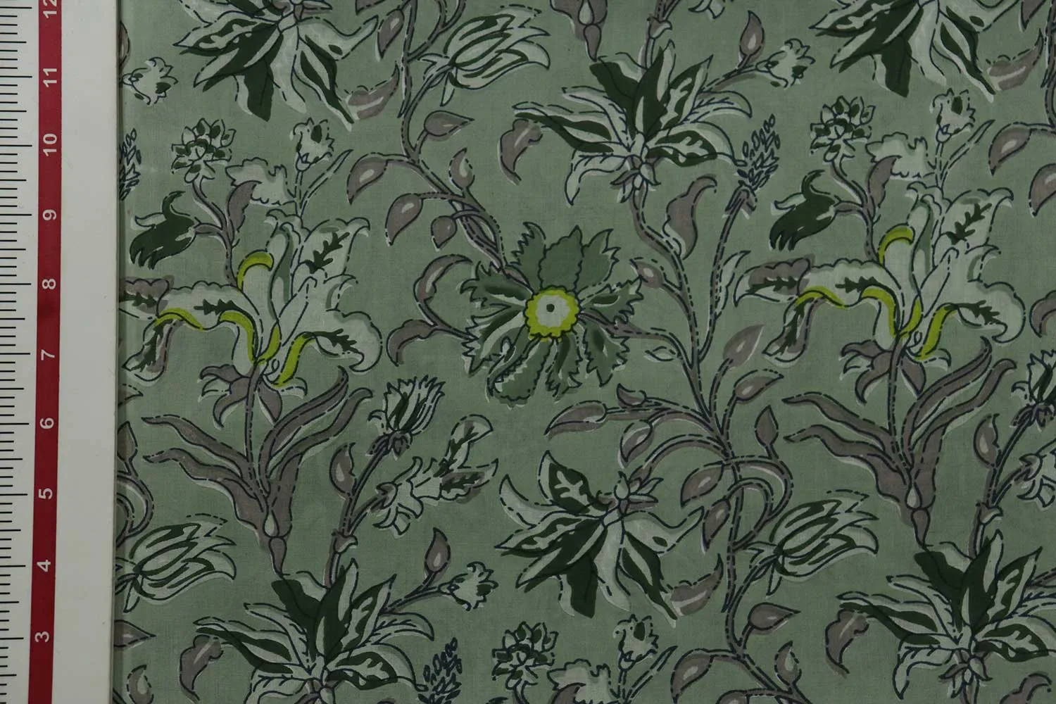 Light Green Traditional Cotton Cambric Fabric