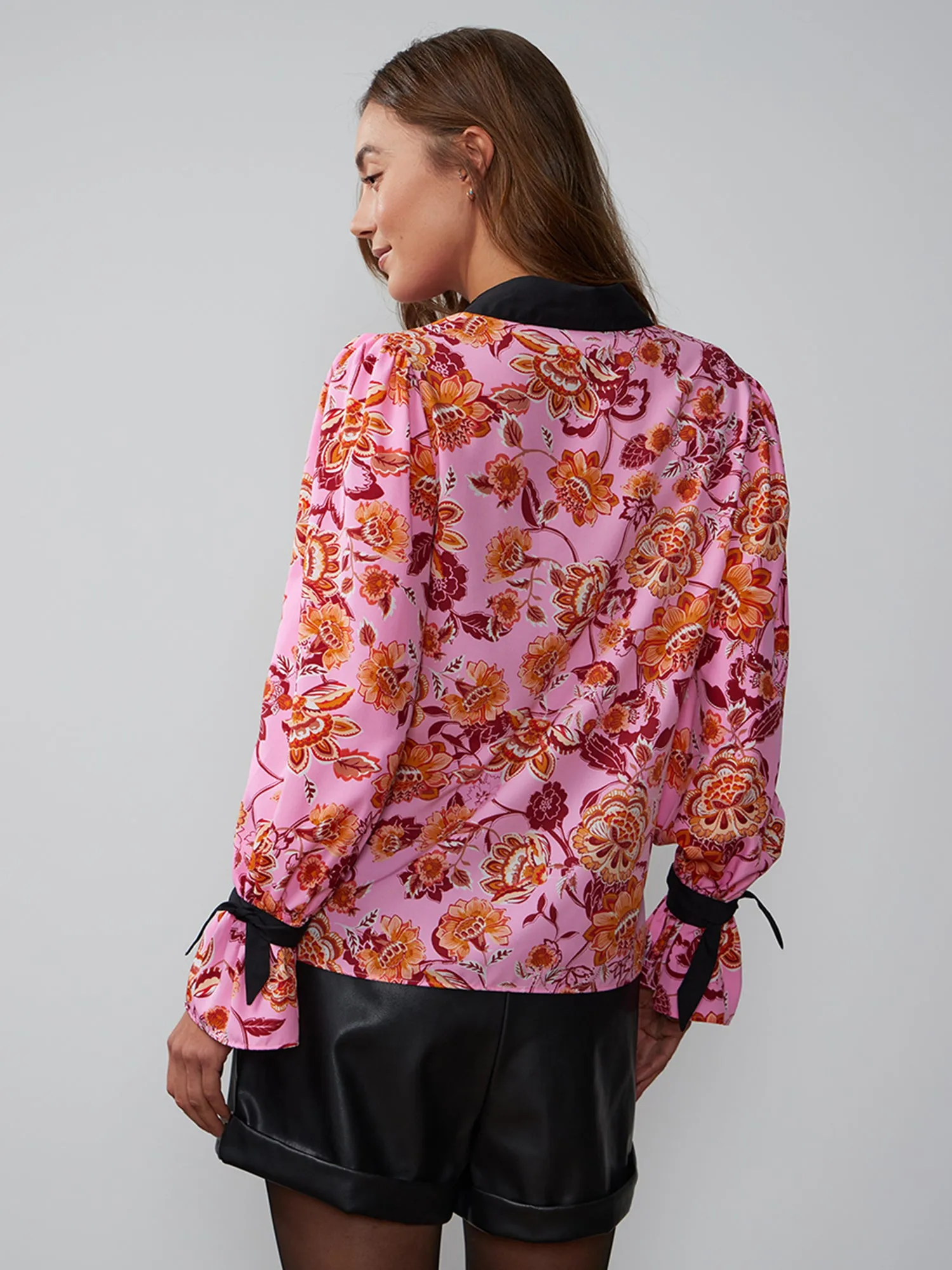 Long Sleeve Paisley Print Top