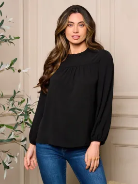 Long Sleeve Ruffle Neck Blouse