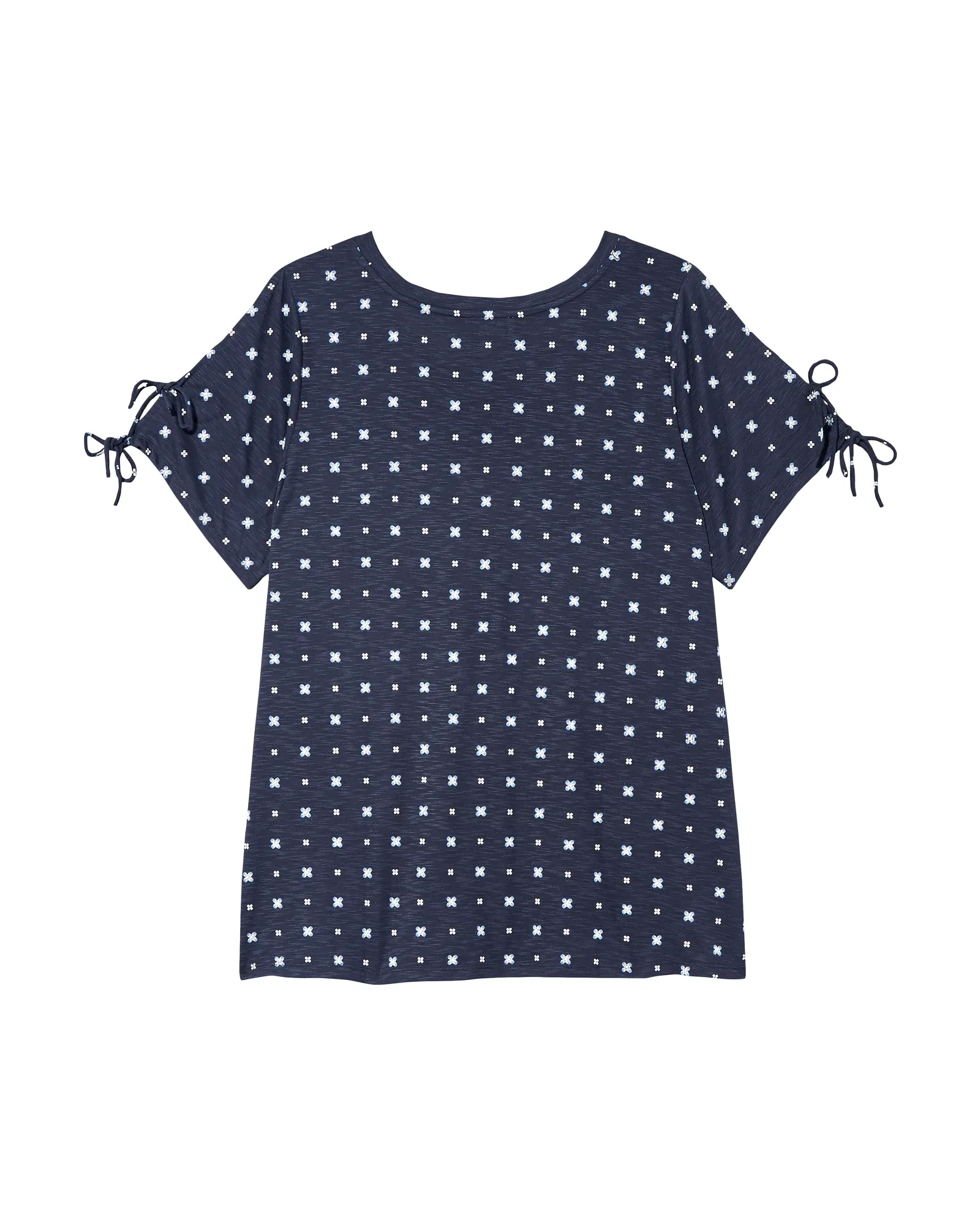Madeleine Knit Top with Lace Up Sleeve | Navy / White