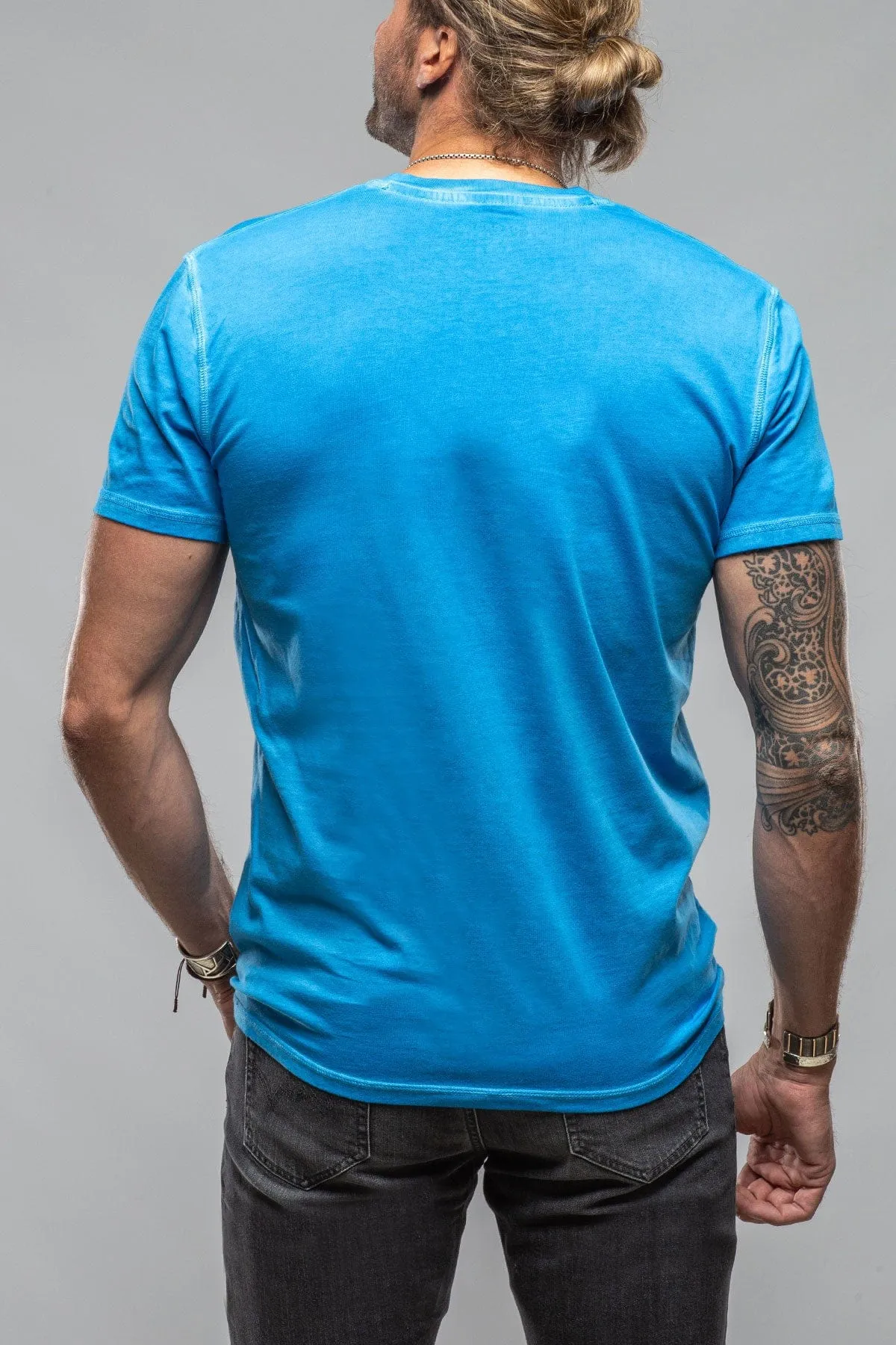 Mendocino Cotton SS Henley in Blue Lagoon