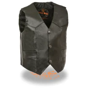 Milwaukee Leather SH2011 Kids Black Classic Three Snap Leather Vest