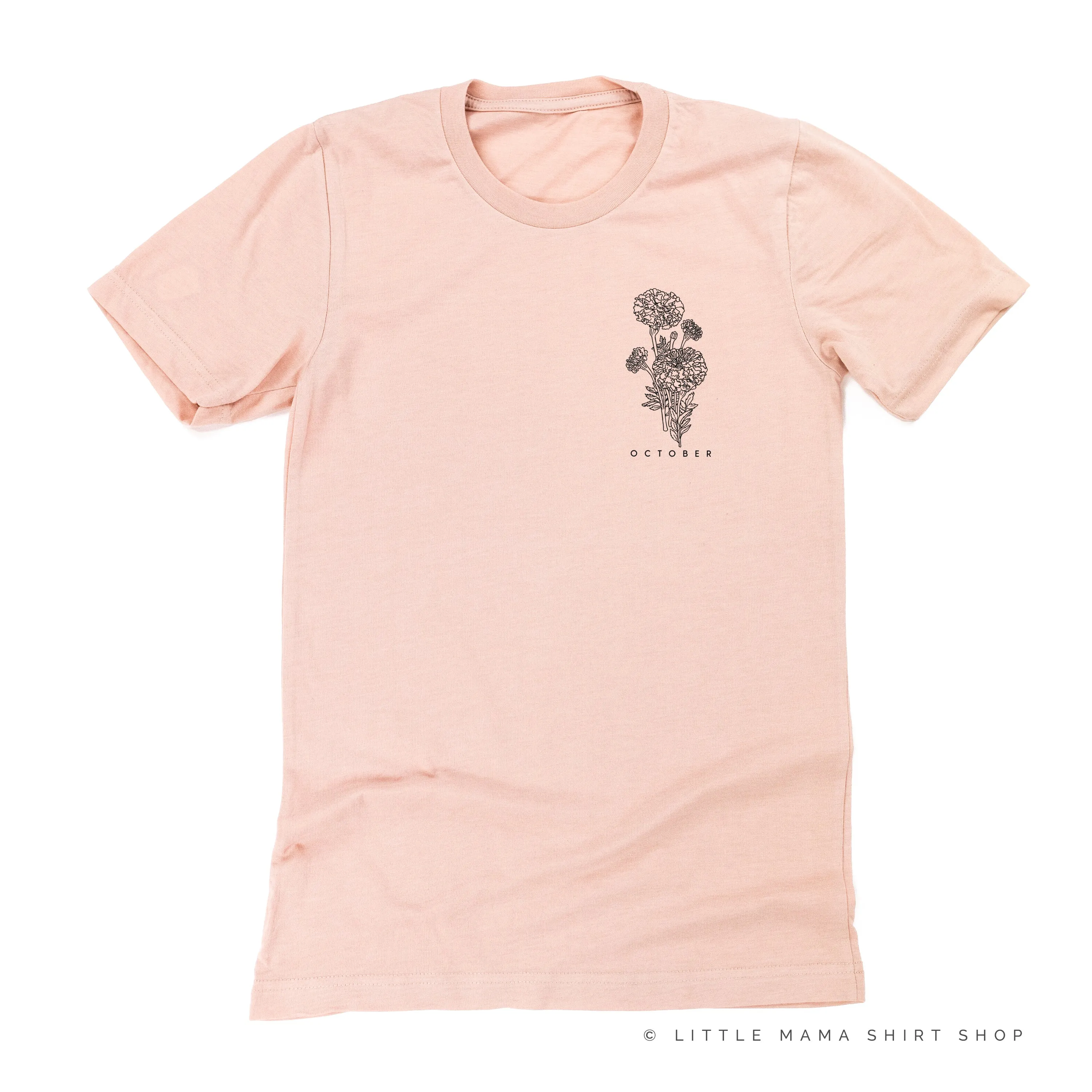 OCTOBER BIRTH FLOWER - Marigold - pocket - Unisex Tee