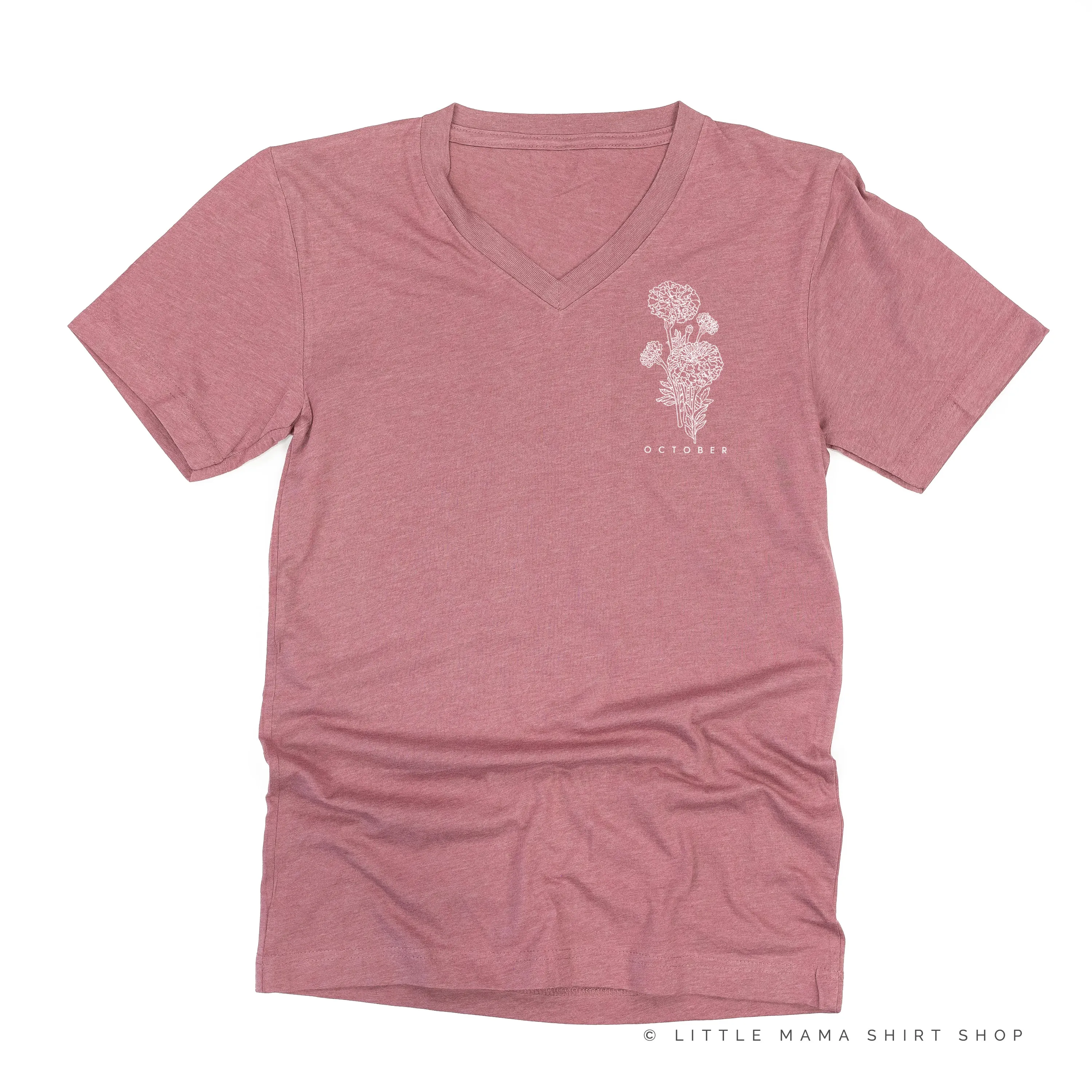 OCTOBER BIRTH FLOWER - Marigold - pocket - Unisex Tee