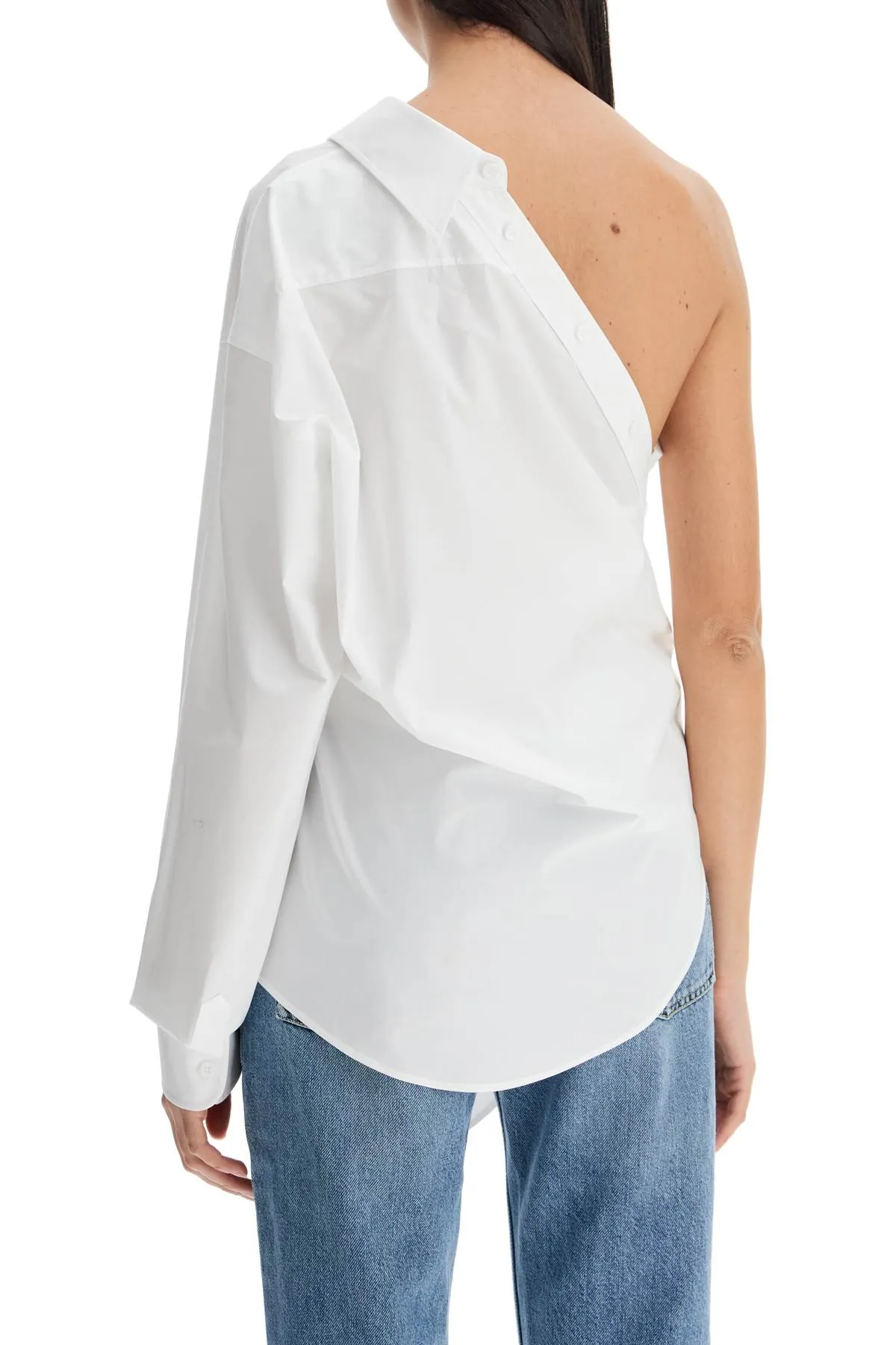 One-Shoulder Poplin Blouse