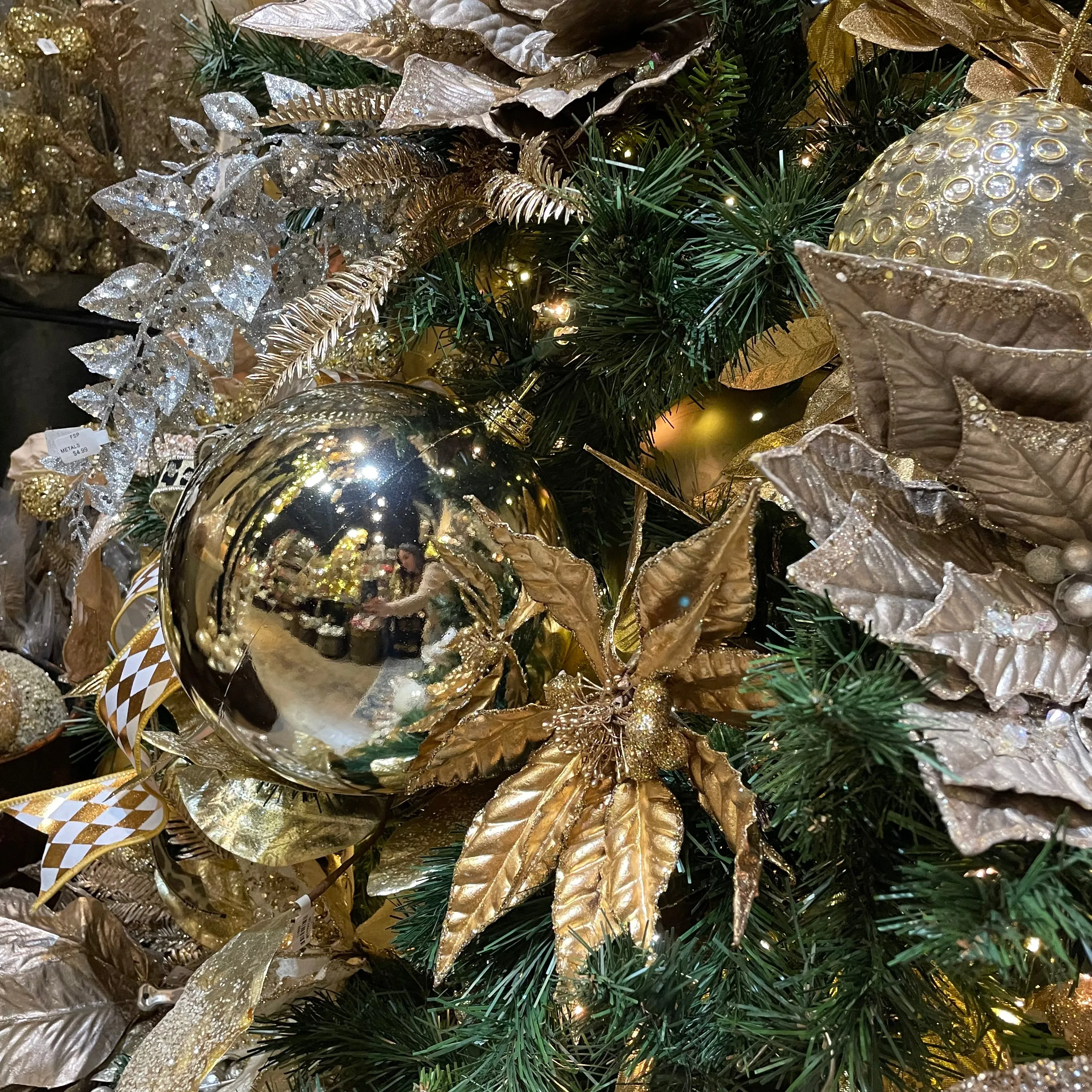 Platinum Shiny Ball Ornament, 8"