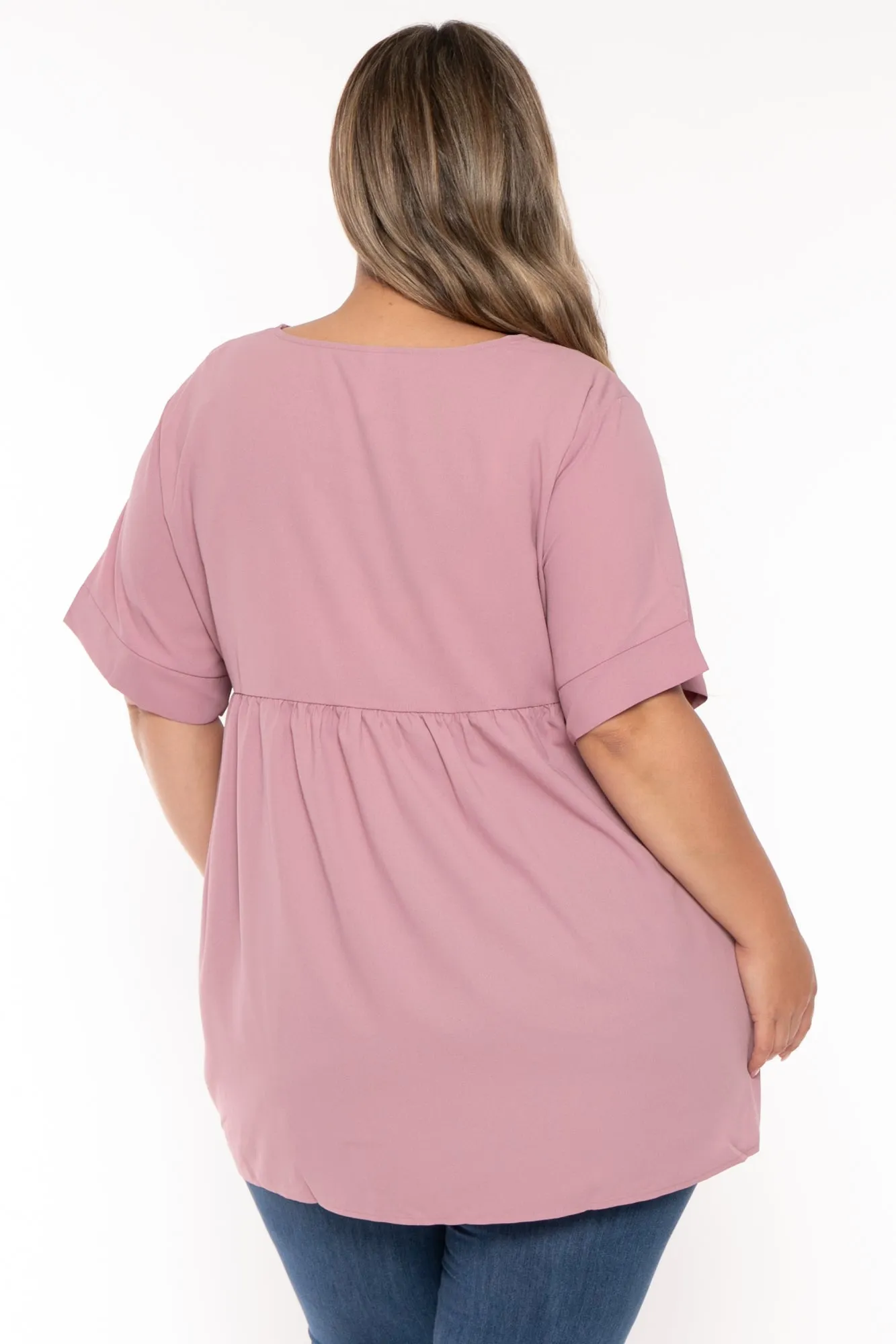 Plus Size Chic Babydoll  Top - Mauve