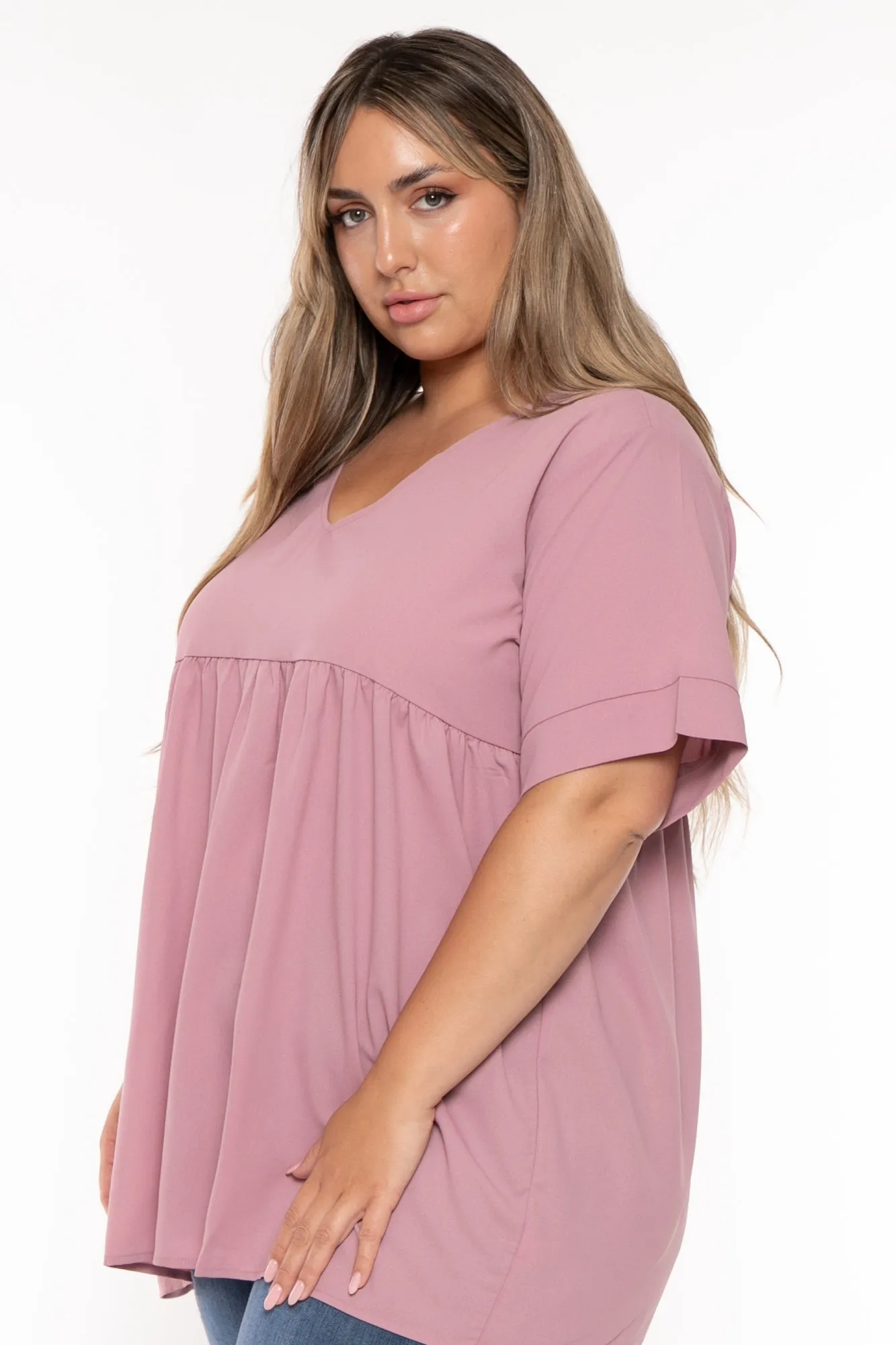 Plus Size Chic Babydoll  Top - Mauve