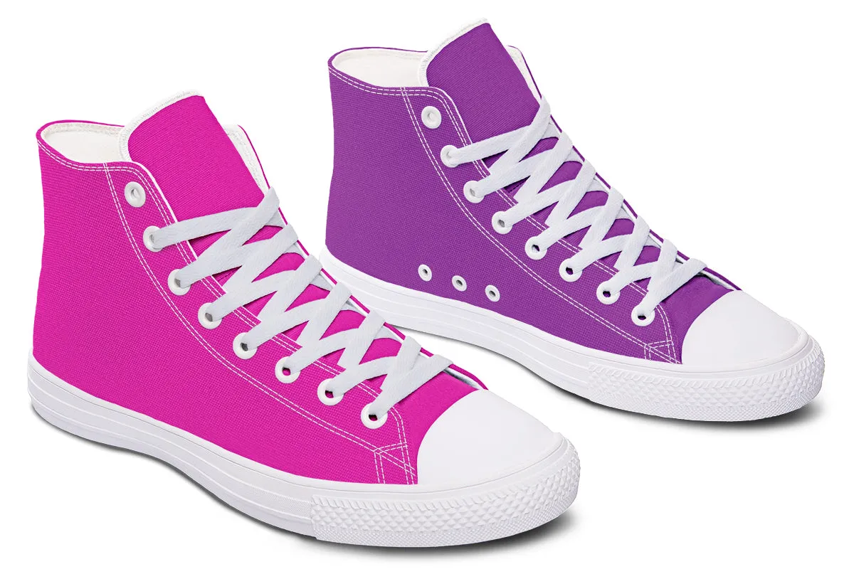 Purple And Pink Mismatch High Tops