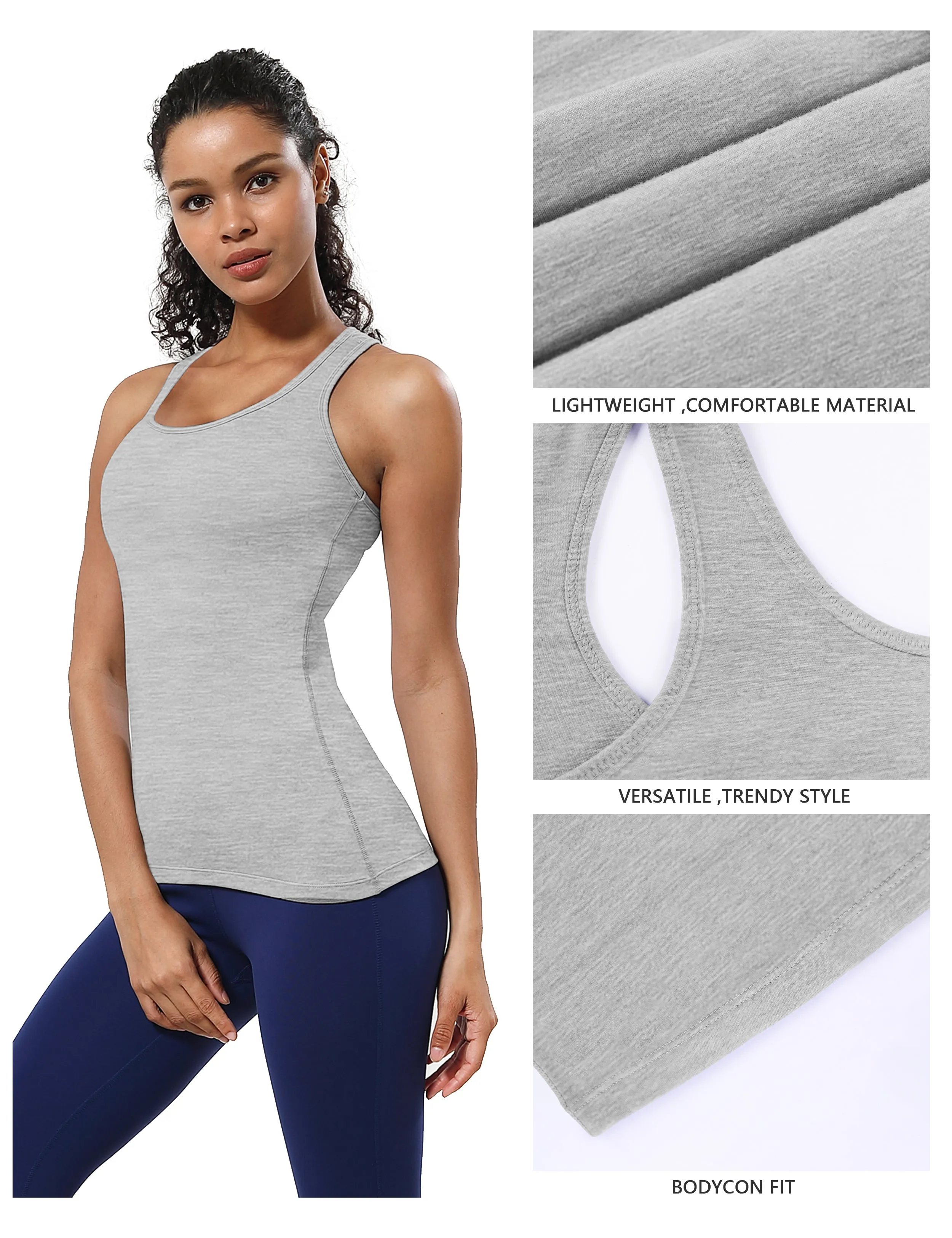 Racerback Athletic Tank Tops heathergray
