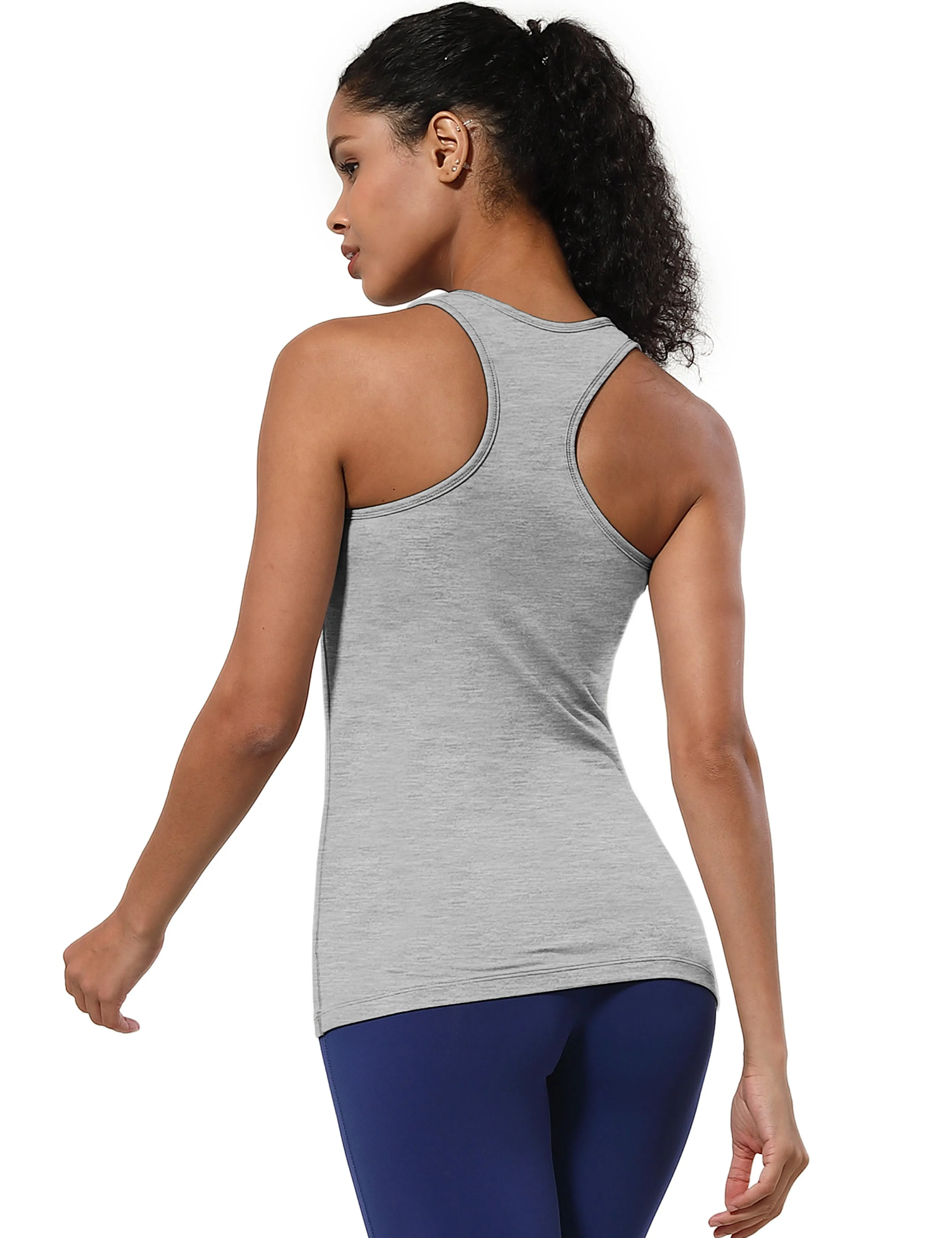 Racerback Athletic Tank Tops heathergray_Running