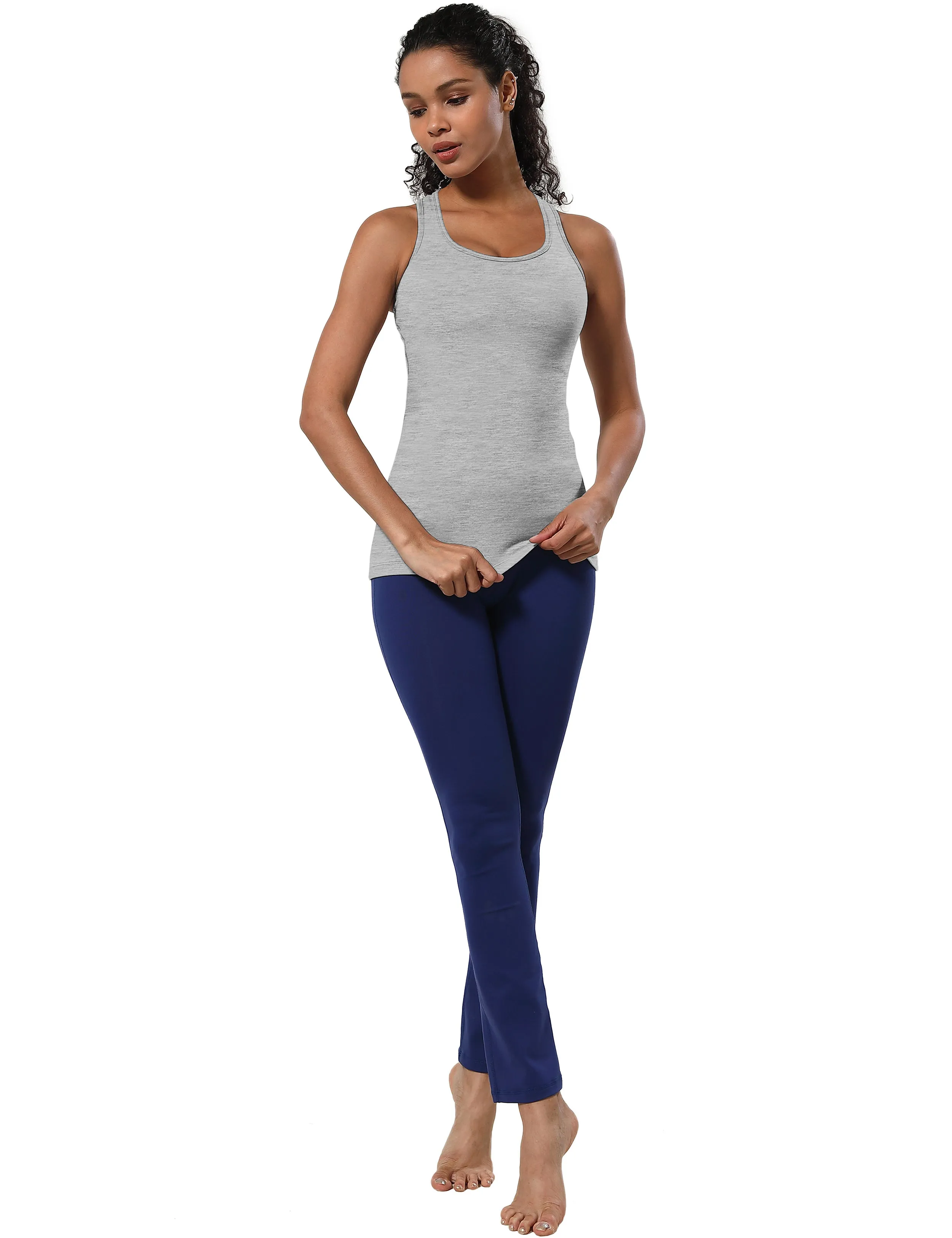 Racerback Athletic Tank Tops heathergray_Running