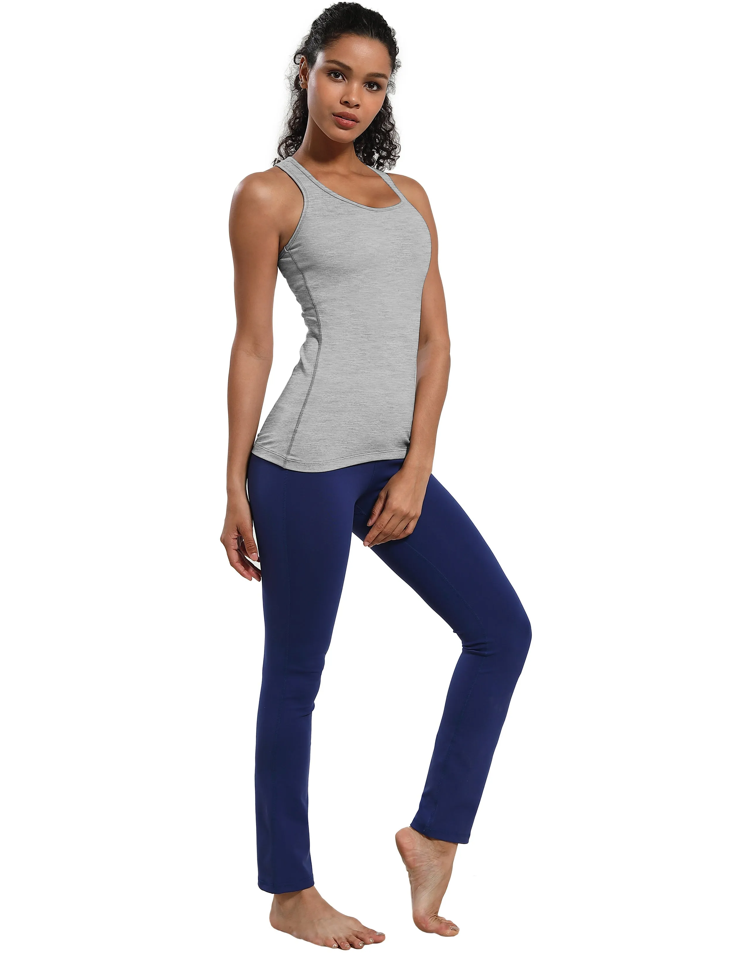 Racerback Athletic Tank Tops heathergray_Running