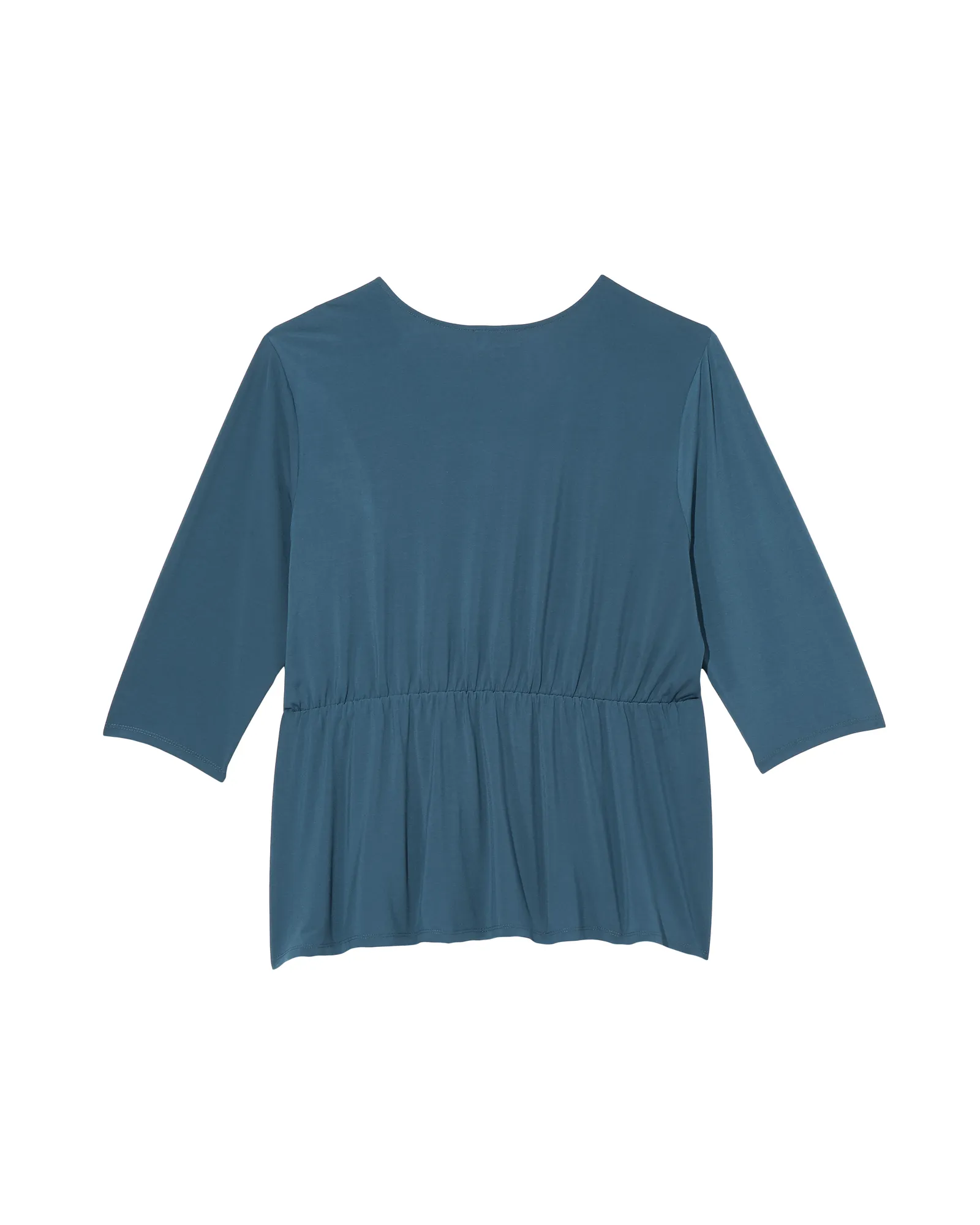 Randi Short Sleeve Faux Wrap Knit Peplum Top | Teal