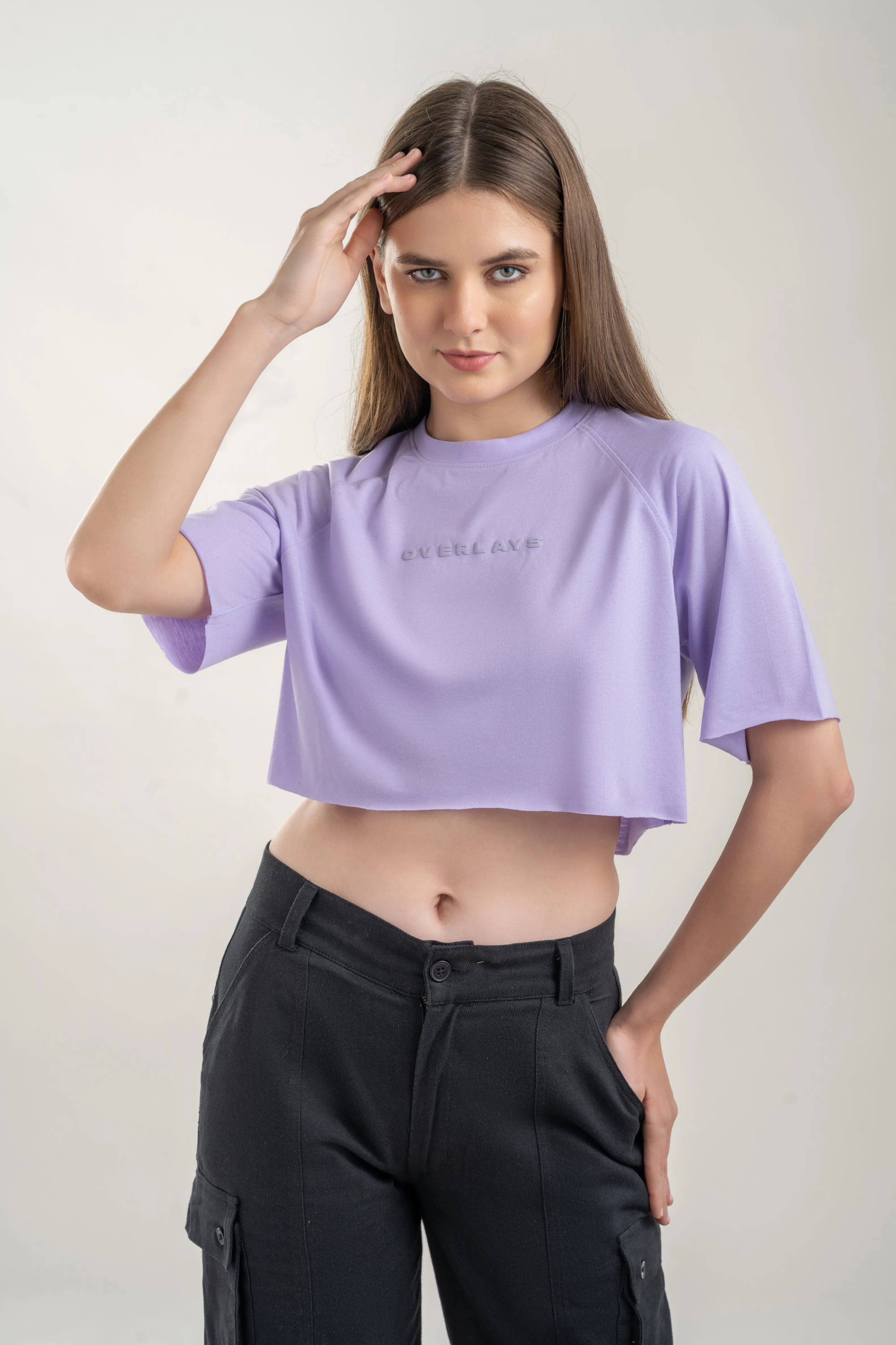 Relaxed Fit Raglan Lilac Crop Top