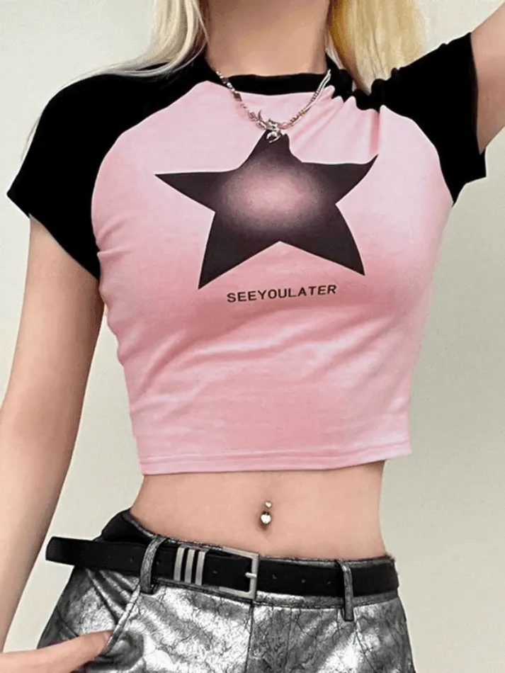 Retro Star Raglan Short Sleeve Tee
