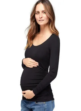 The Maternity Scoop Top - Black