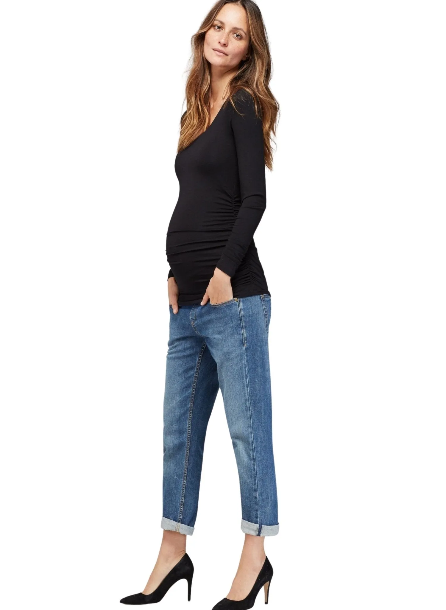The Maternity Scoop Top - Black
